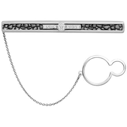 Зажим для галстука с бриллиантами, белое золото