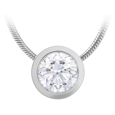 Колье с бриллиантом, белое золото