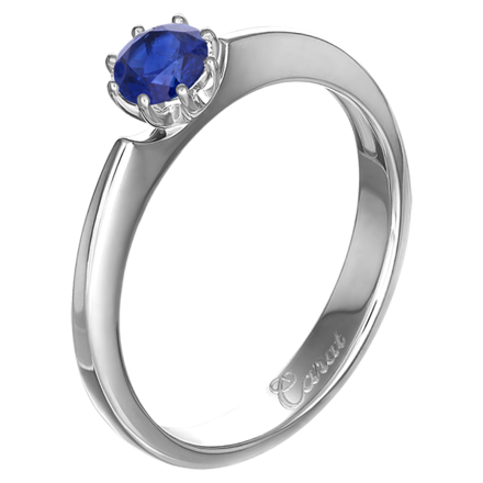 Кольцо с сапфиром, белое золото