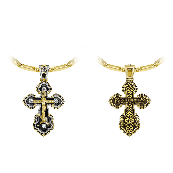 Подвес с бриллиантами, жёлтое золото