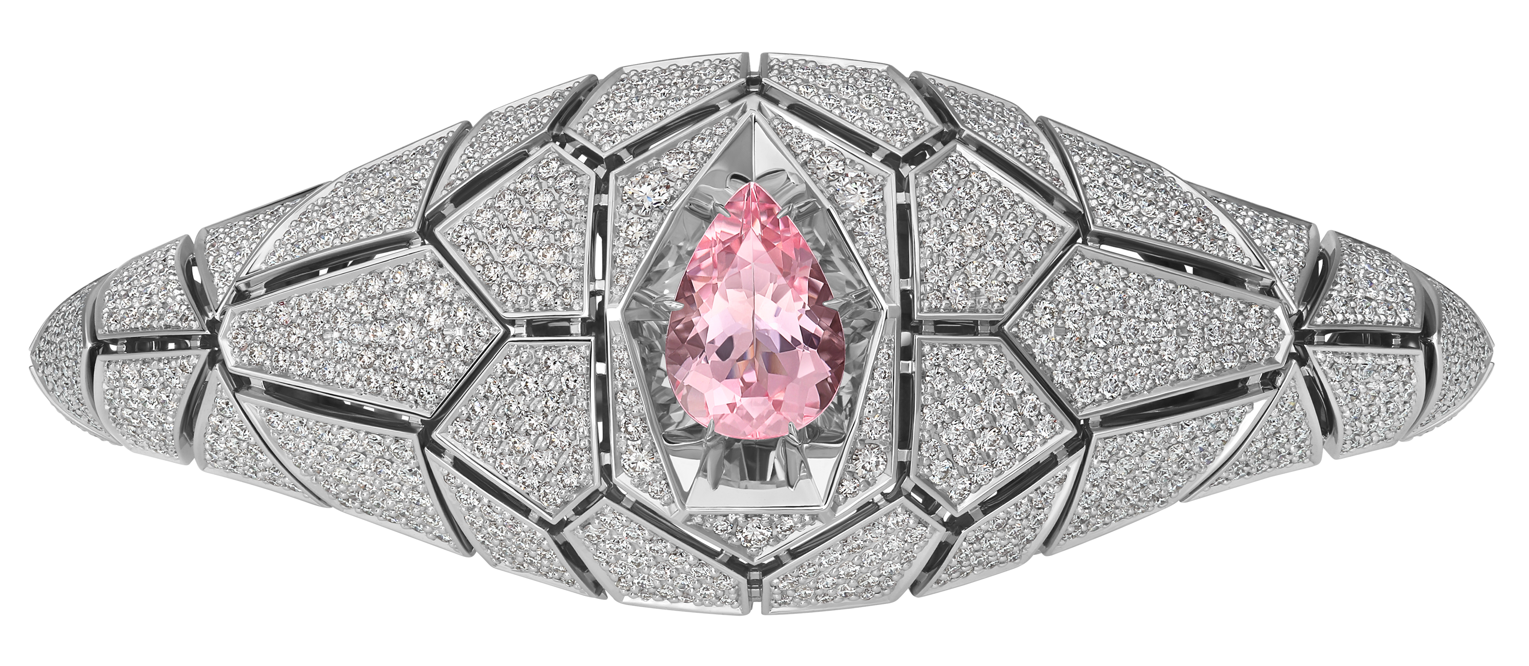 Браслет с морганитом и бриллиантами, белое золото