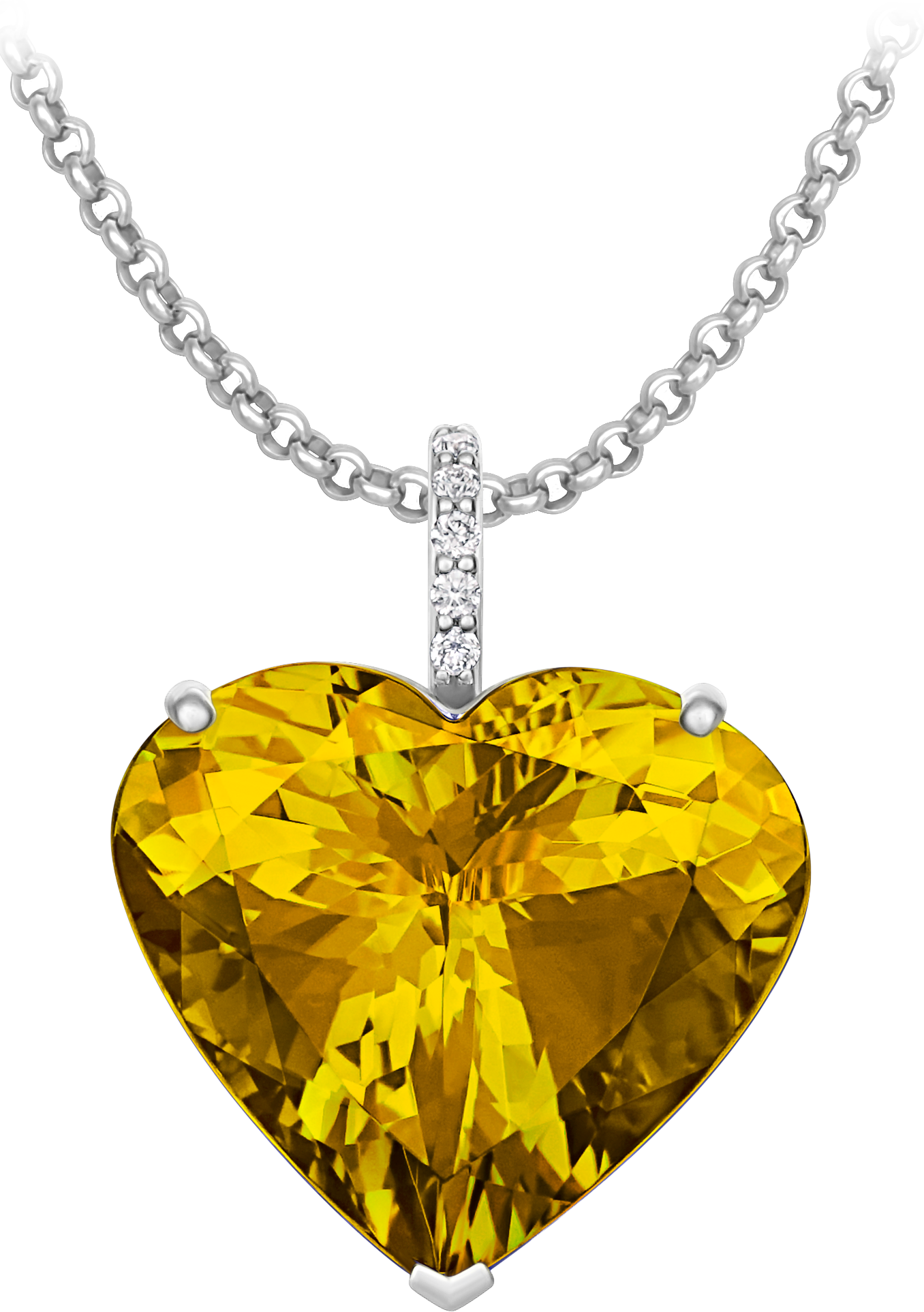 Подвес с жёлтым сапфиром и бриллиантами, белое золото