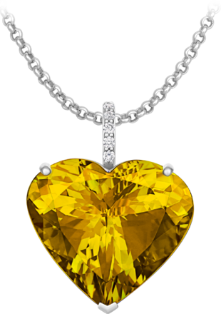 Подвес с жёлтым сапфиром и бриллиантами, белое золото