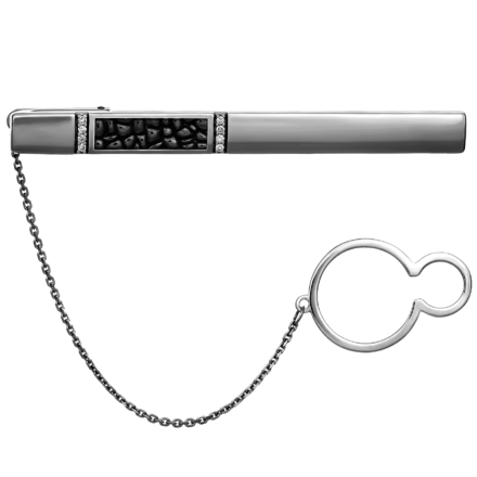 Зажим для галстука с бриллиантами, белое золото