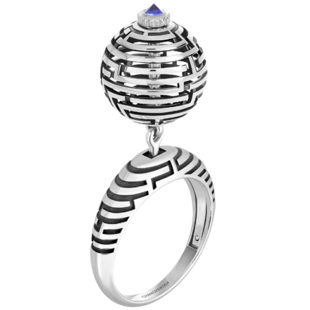 Кольцо с сапфиром, белое золото