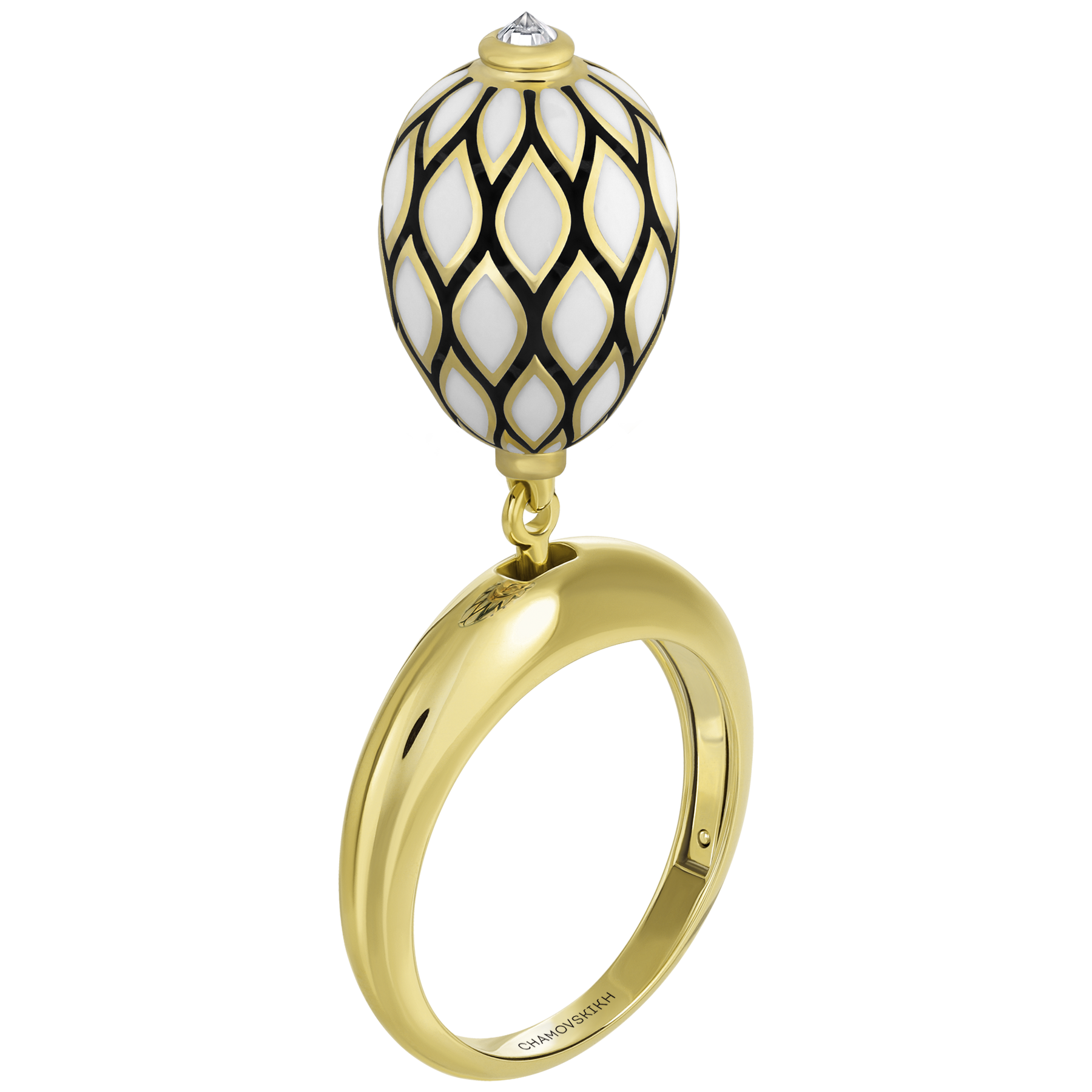 Кольцо с бриллиантом, жёлтое золото, н.керамика