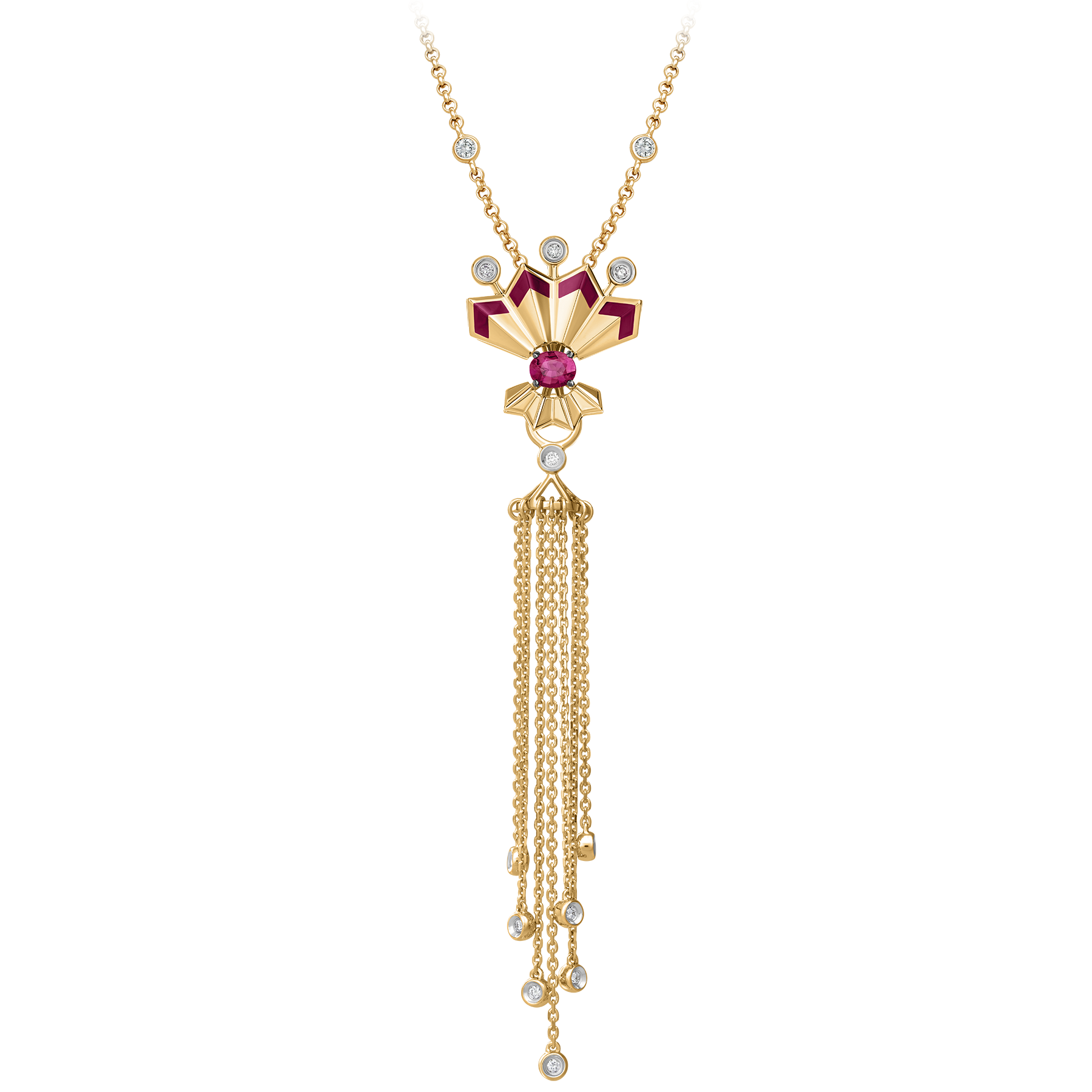 Подвес с рубином и бриллиантом, красное золото, н.керамика