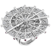 Кольцо с бриллиантами и рубинами, белое золото