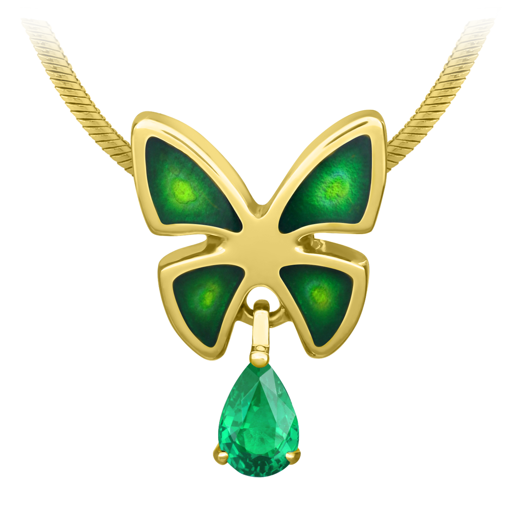 Подвес с изумрудом, желтое золото, н.керамика