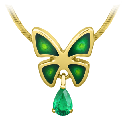 Подвес с изумрудом, желтое золото, н.керамика