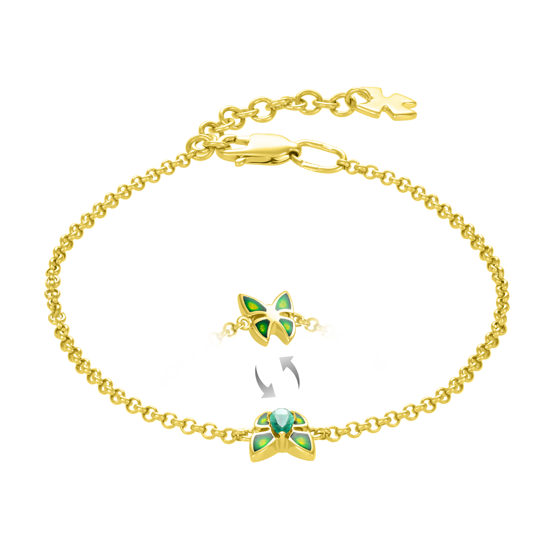 Браслет с изумрудом, желтое золото, н.керамика