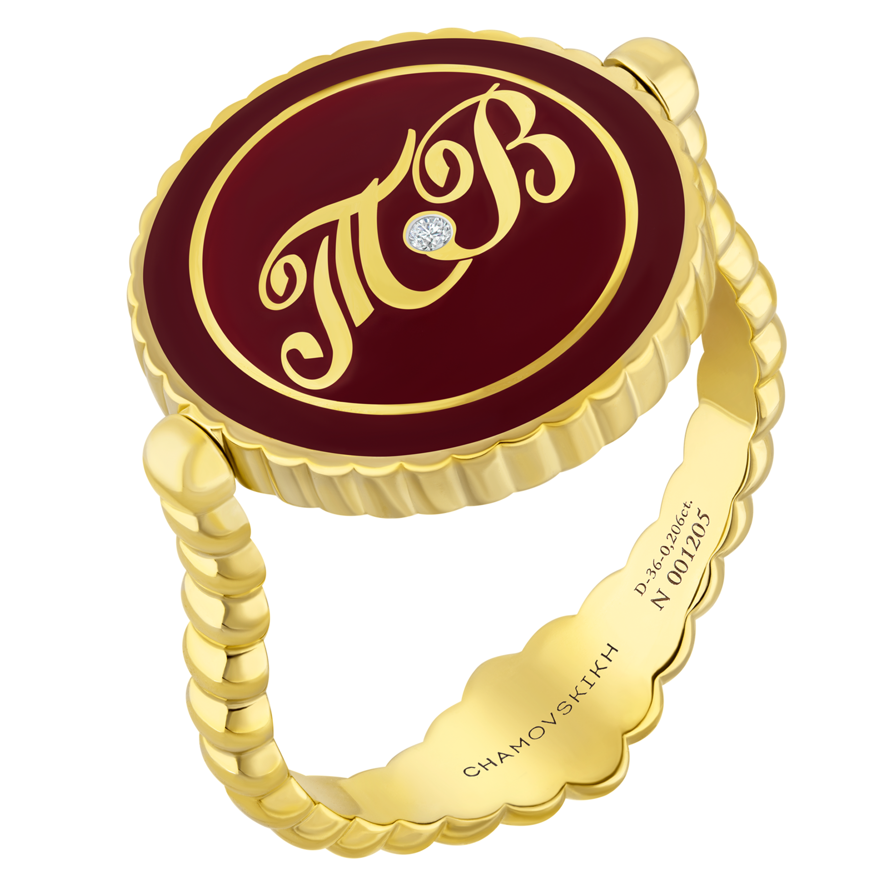 Кольцо с бриллиантами, желтое золото, н.керамика