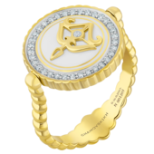 Кольцо с бриллиантами, желтое золото, н.керамика