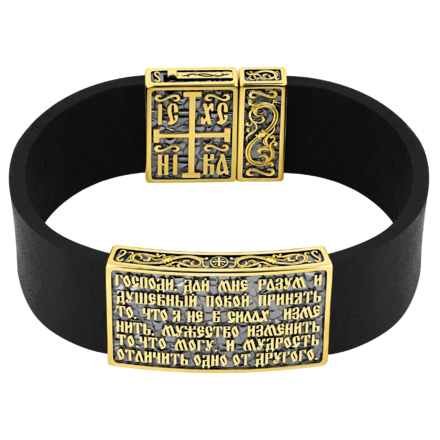 Браслет, желтое золото, натуральная кожа