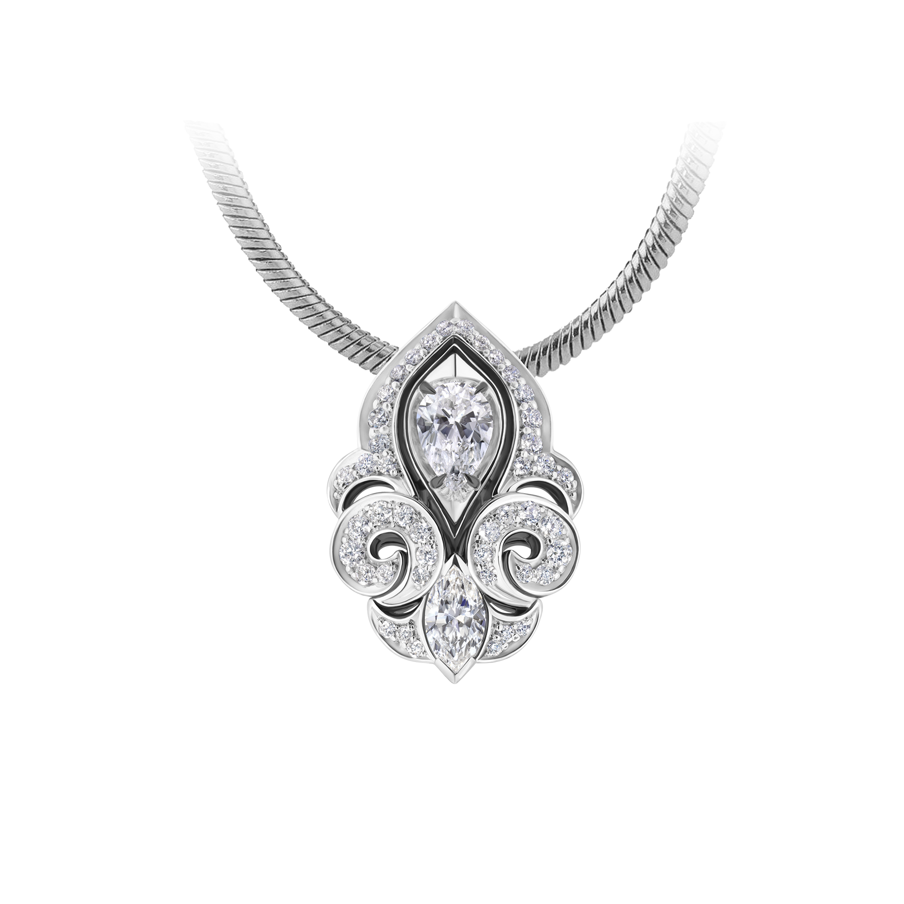 Подвес с турмалином верделитом и бриллиантами, белое золото