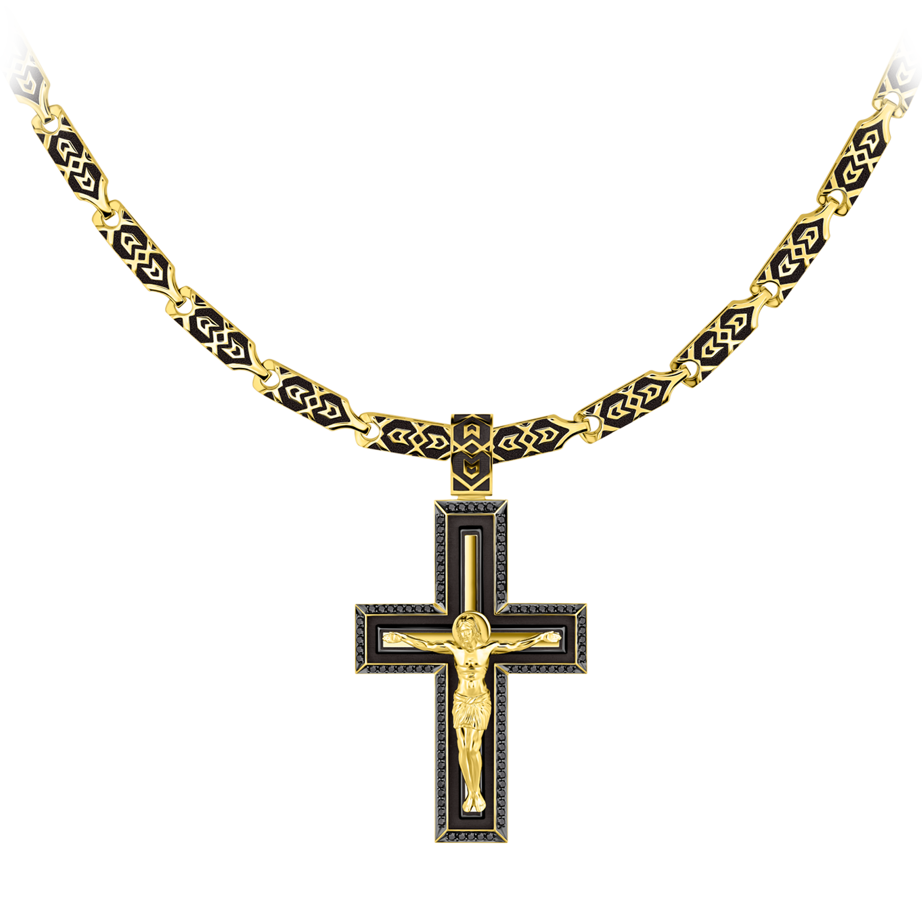 Подвес с черными бриллиантами, желтое золото