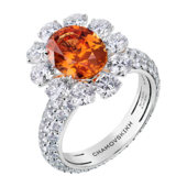 Кольцо со спессартином и бриллиантами, белое золото