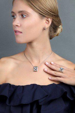 Пусеты с бриллиантами, белое и жёлтое золото 2