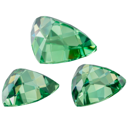 Сет из трех цаворитов, Триллион, 2 - 9,36ct и 8,40ct 2