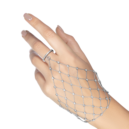 Слейв-браслет с бриллиантами, белое золото