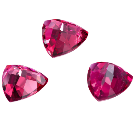 Сет из трёх Турмалинов Рубеллитов, Триллион, 4,73ct/ 4,43ct/ 3,95ct 2