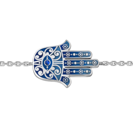 Браслет с природным сапфиром, н.керамика, белое золото