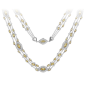 Колье с бриллиантами и желтыми сапфирами, белое золото