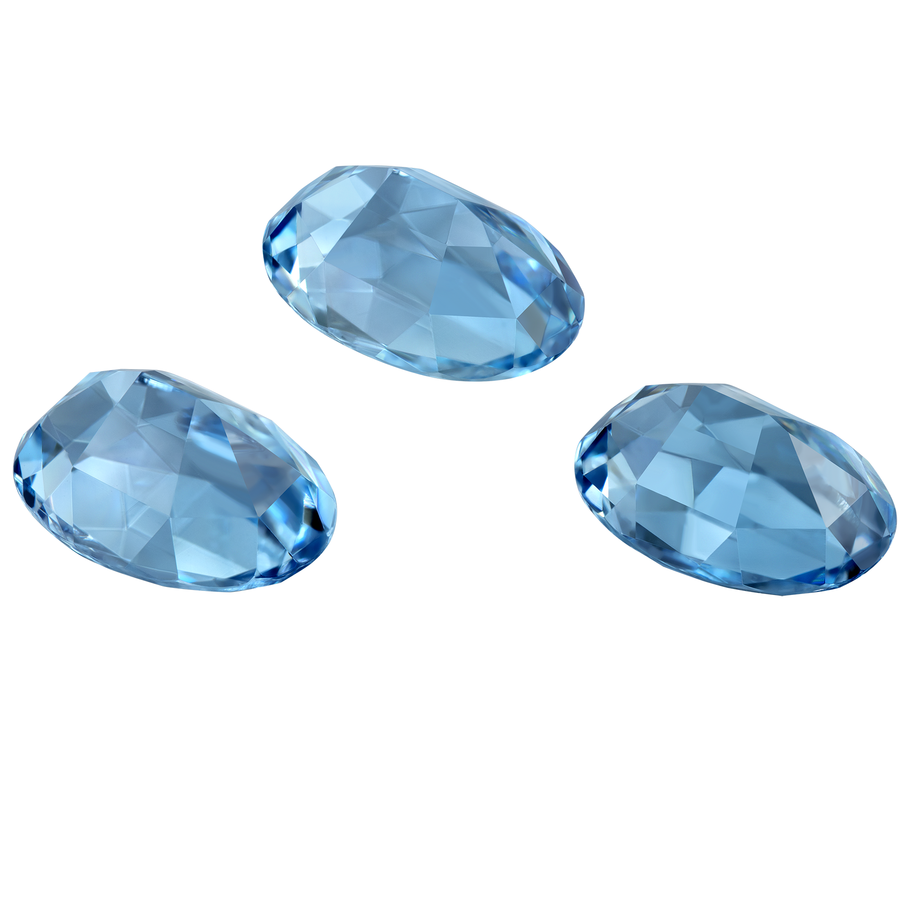 Сет из трёх аквамаринов, Овал 2 шт. 7,51 ct / 1 шт. 3,52 ct