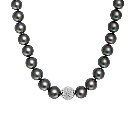 Жемчужное колье с бриллиантами, белое золото