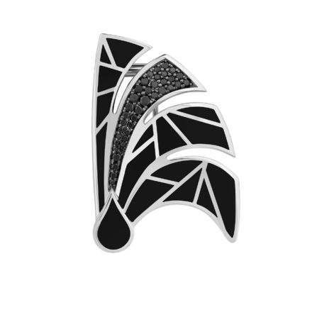 Брошь с чёрными бриллиантами, белое золото, н.керамика
