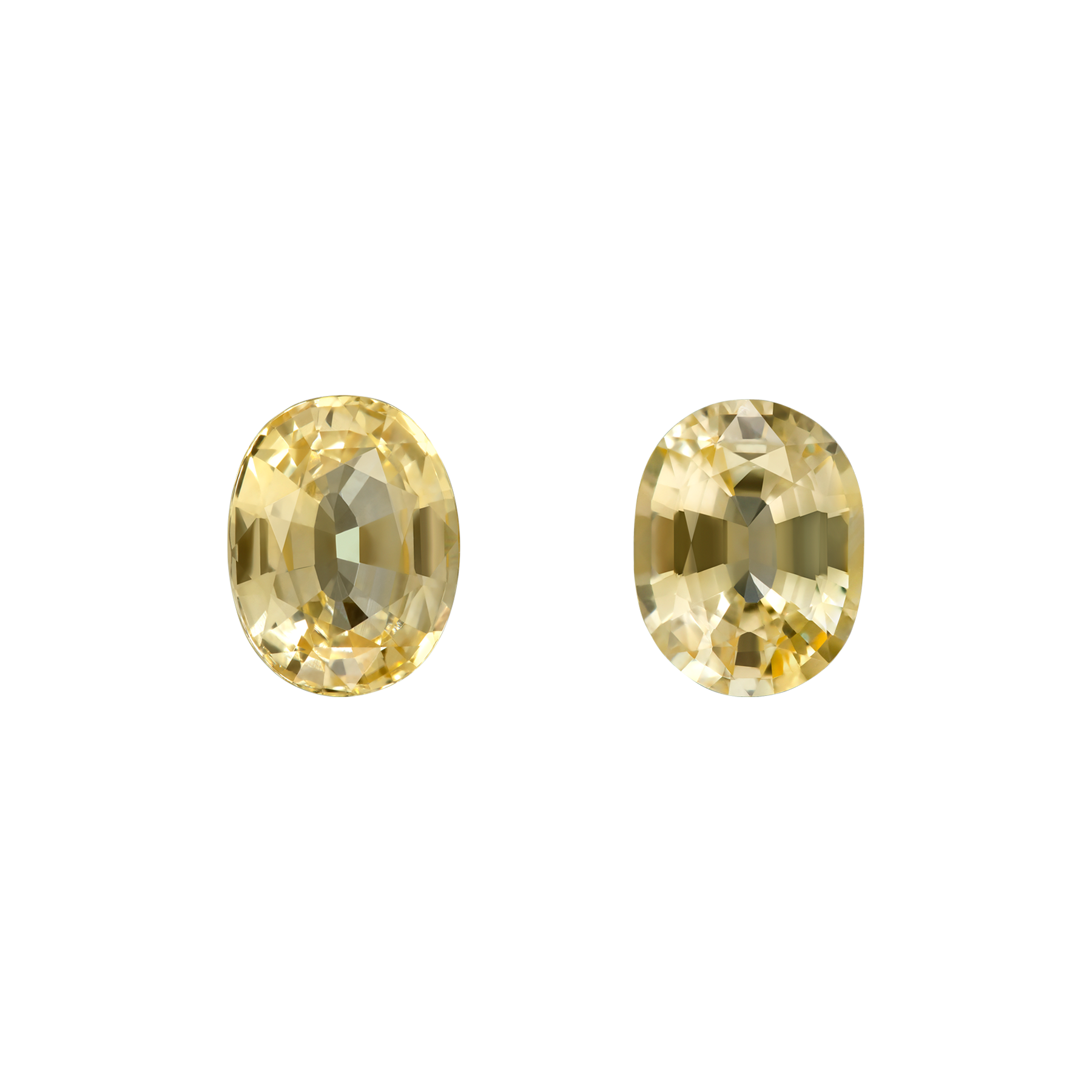 Сет из двух жёлтых сапфиров, SRI LANKA, UNHEATED, Овал, 2,19ct/ 2,18ct