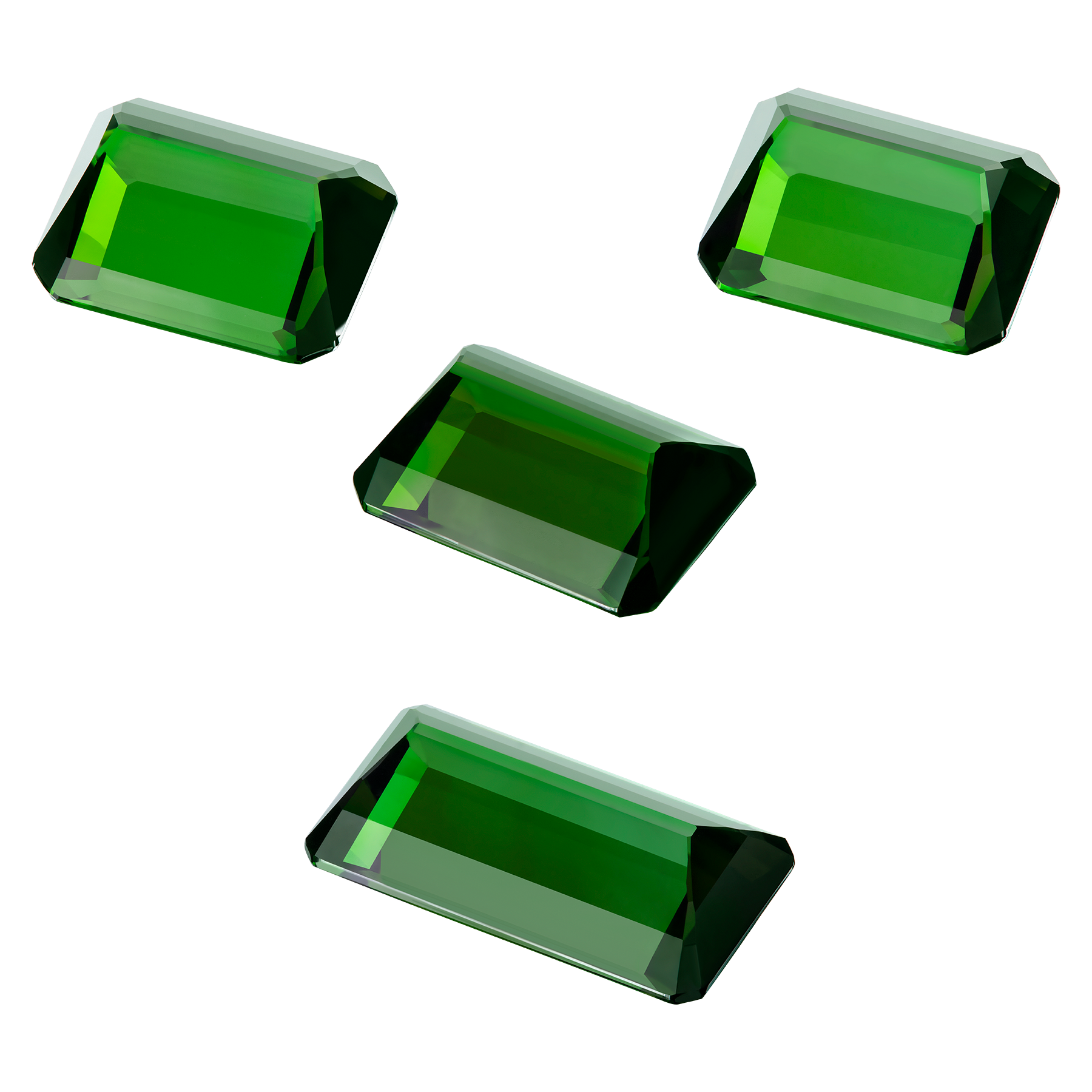 Сет из четырех верделитов 2-8.72ct (10.8мм*8.80мм), 1-3.93ct (11.50мм*8.30мм), 1-5.05ct (14.50мм*8.30мм)