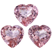Сет из трёх морганитов, Сердце,15,84ct, 13,27ct, 12,56ct