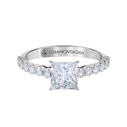 Кольцо с бриллиантами, белое золото 2