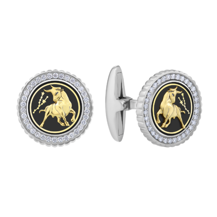 Запонки с бриллиантами, белое и жёлтое золото, н.керамика