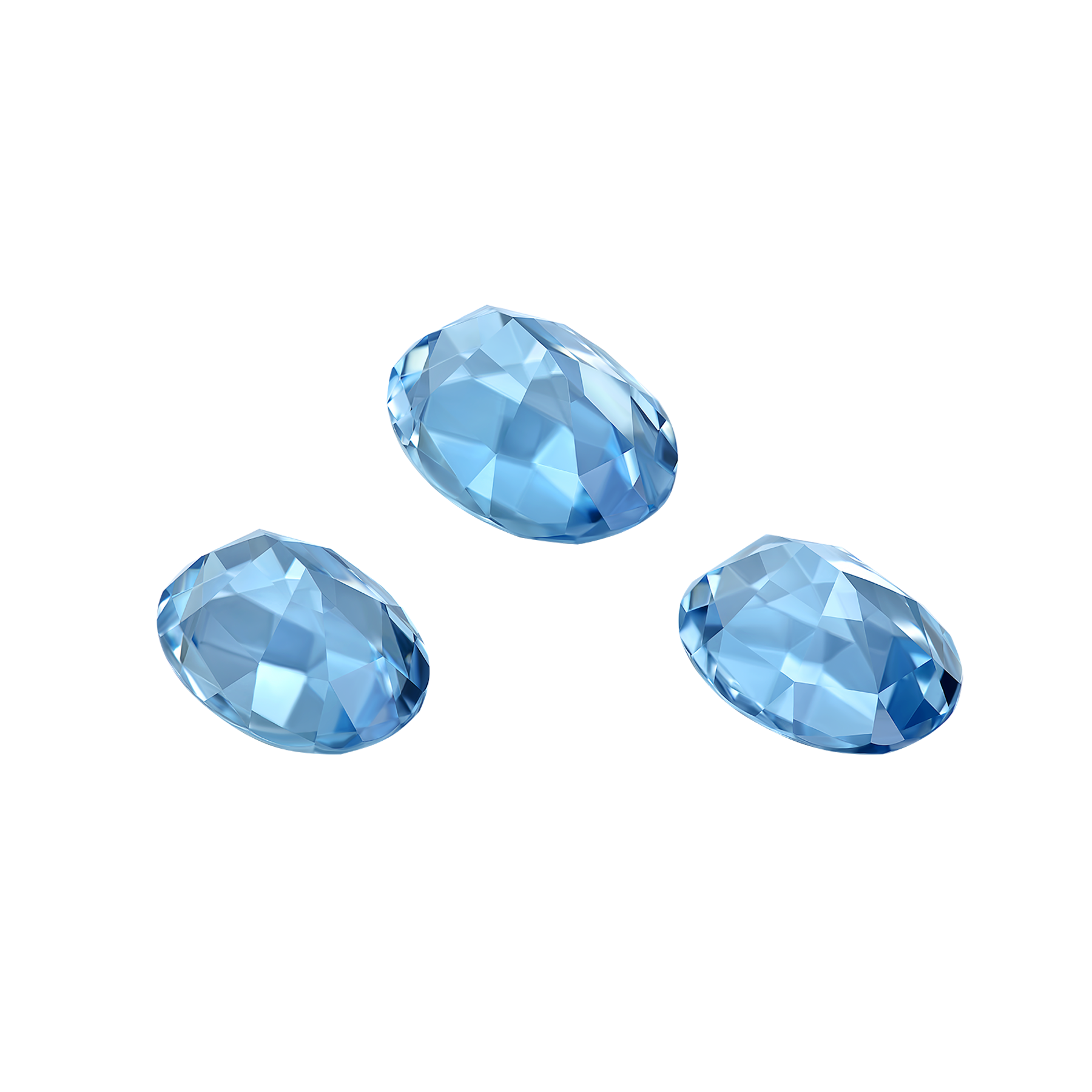 Сет из трёх аквамаринов, Овал, 2-4.87 ct/ 1-2.97 ct