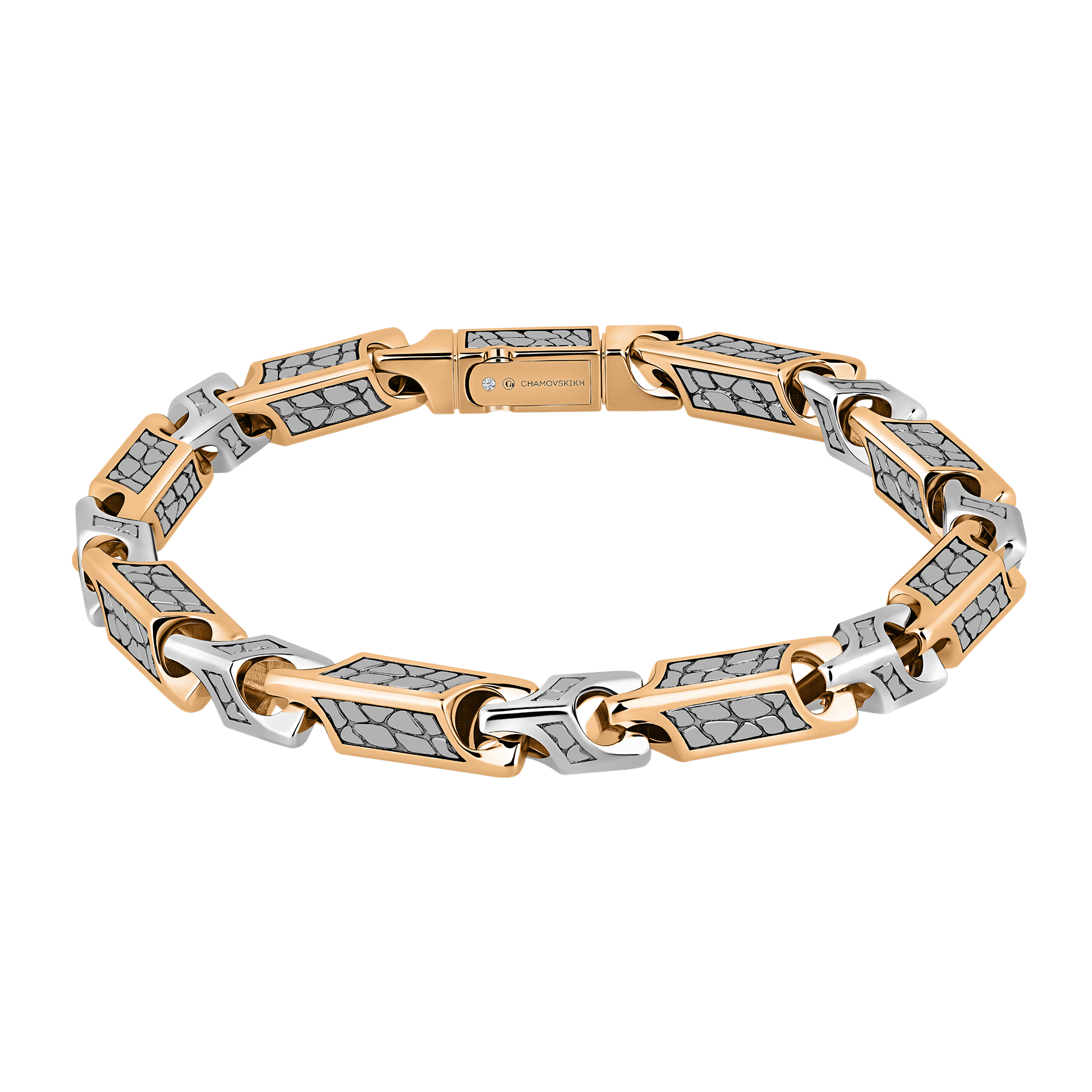 Браслет с бриллиантом, красное и белое золото