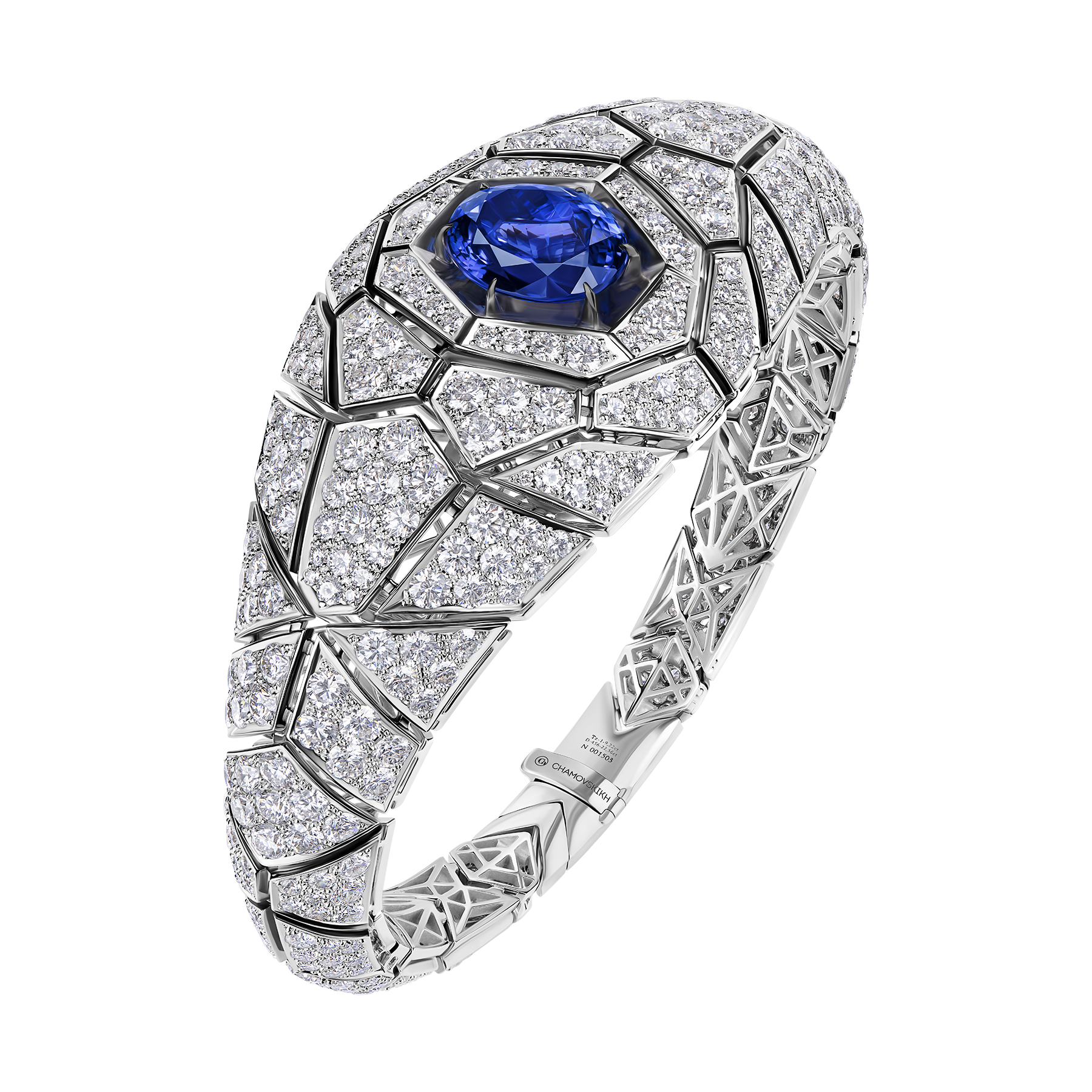 Браслет с танзанитом и бриллиантами, белое золото