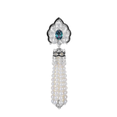 Подвес с александритом, бриллиантами и жемчугом, белое золото, н.керамика