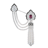 Сет с александритом, бриллиантами и жемчугом, белое золото, н.керамика