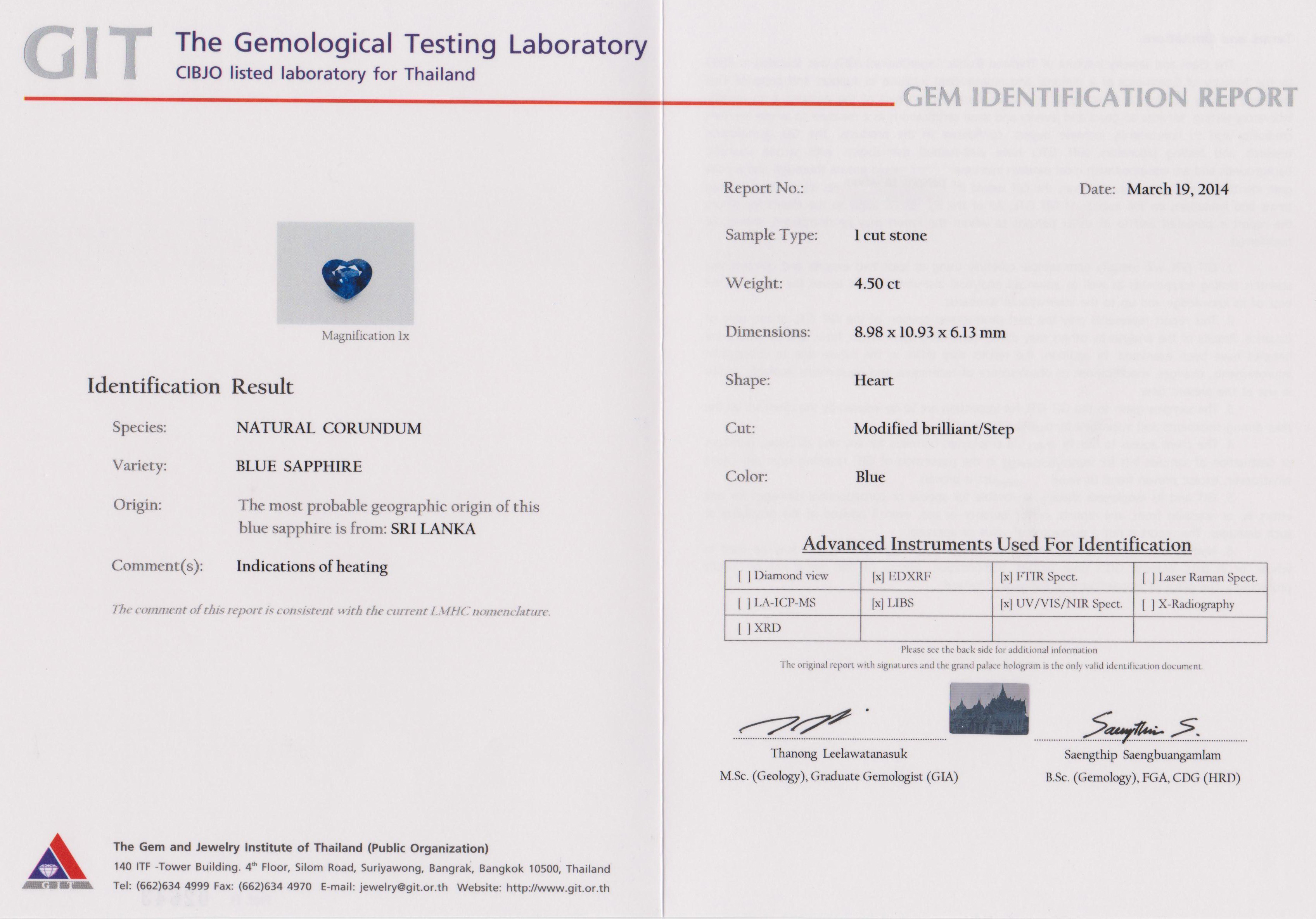 Сет из двух сапфиров, SRI LANKA, Сердце, 4,50ct/ 3,96ct