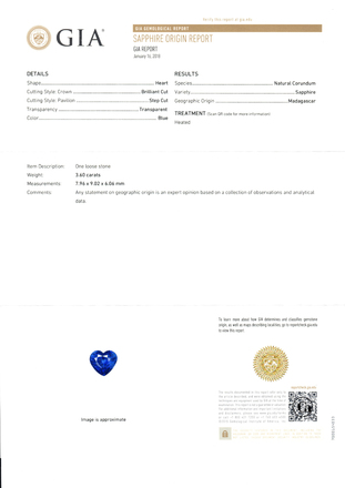 Сапфир, MADAGASCAR, Сердце, 3,60ct 3