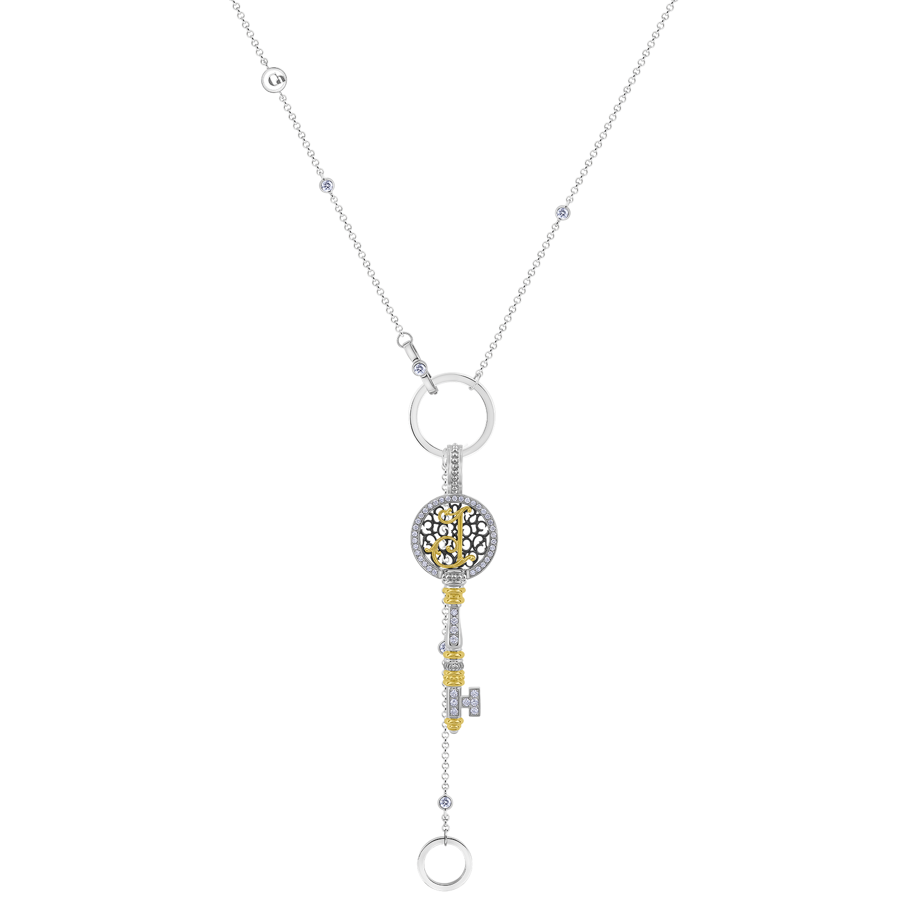 Подвес с бриллиантами, белое и жёлтое золото