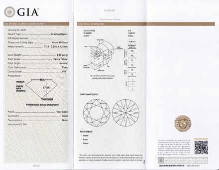 Сет из двух жёлтых бриллиантов, Круг, 1,33ct/ 1,33ct 5