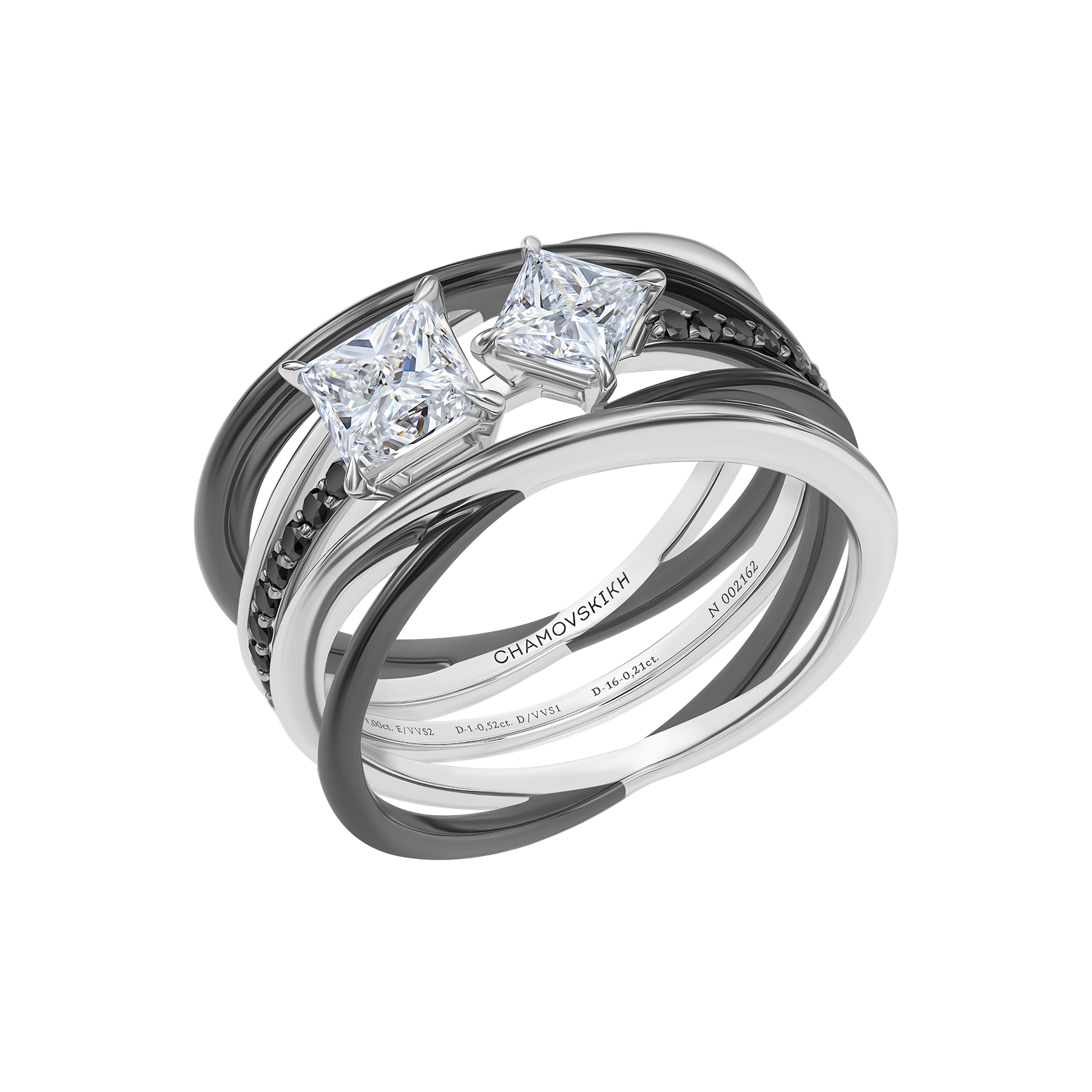 Кольцо с бриллиантами, белое золото