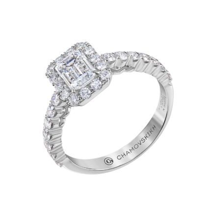 Кольцо с бриллиантами, белое золото