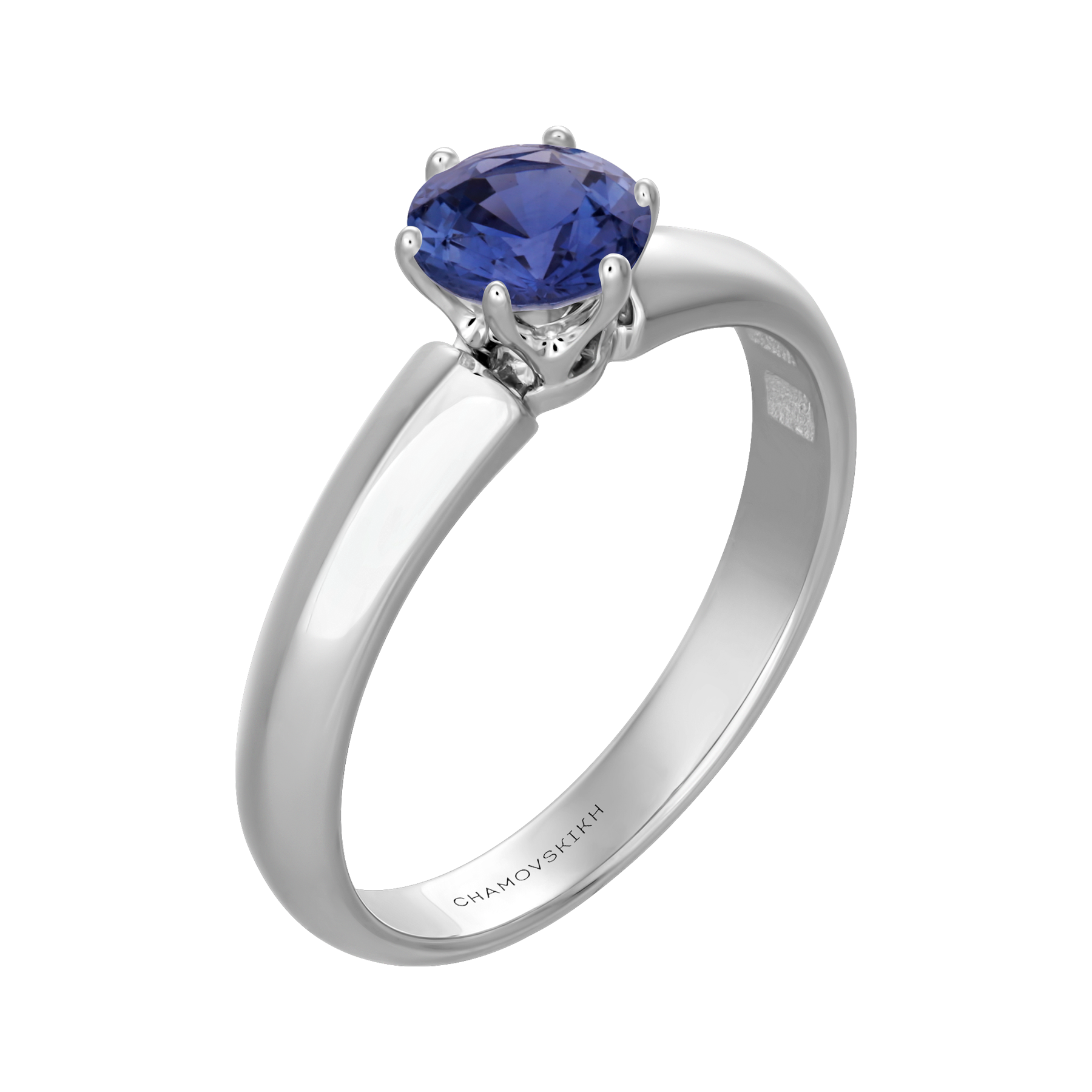 Кольцо с сапфиром, белое золото