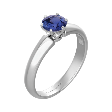 Кольцо с сапфиром, белое золото