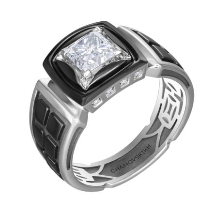 Кольцо с бриллиантами, белое золото