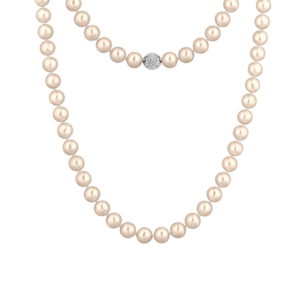 Колье с золотым жемчугом и бриллиантами, белое золото